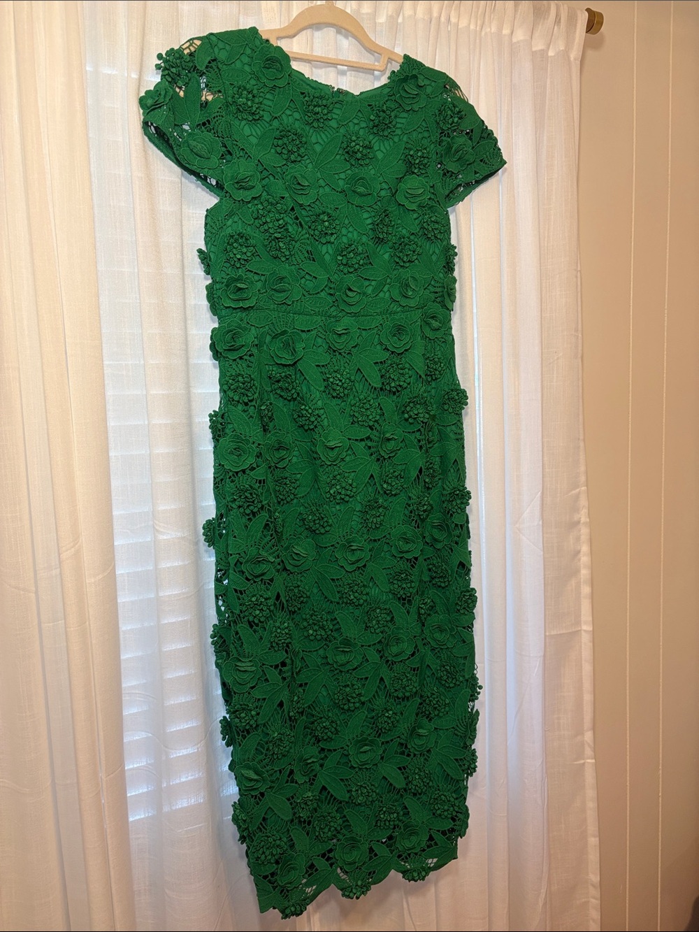 Mac Duggal Emerald Green 3D Floral Lace Maxi Dress